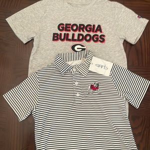 Lot of 2:Youth Georgia Bulldogs Garb Polo (YS 5-6) & Champion Tshirt (YS 6-7)